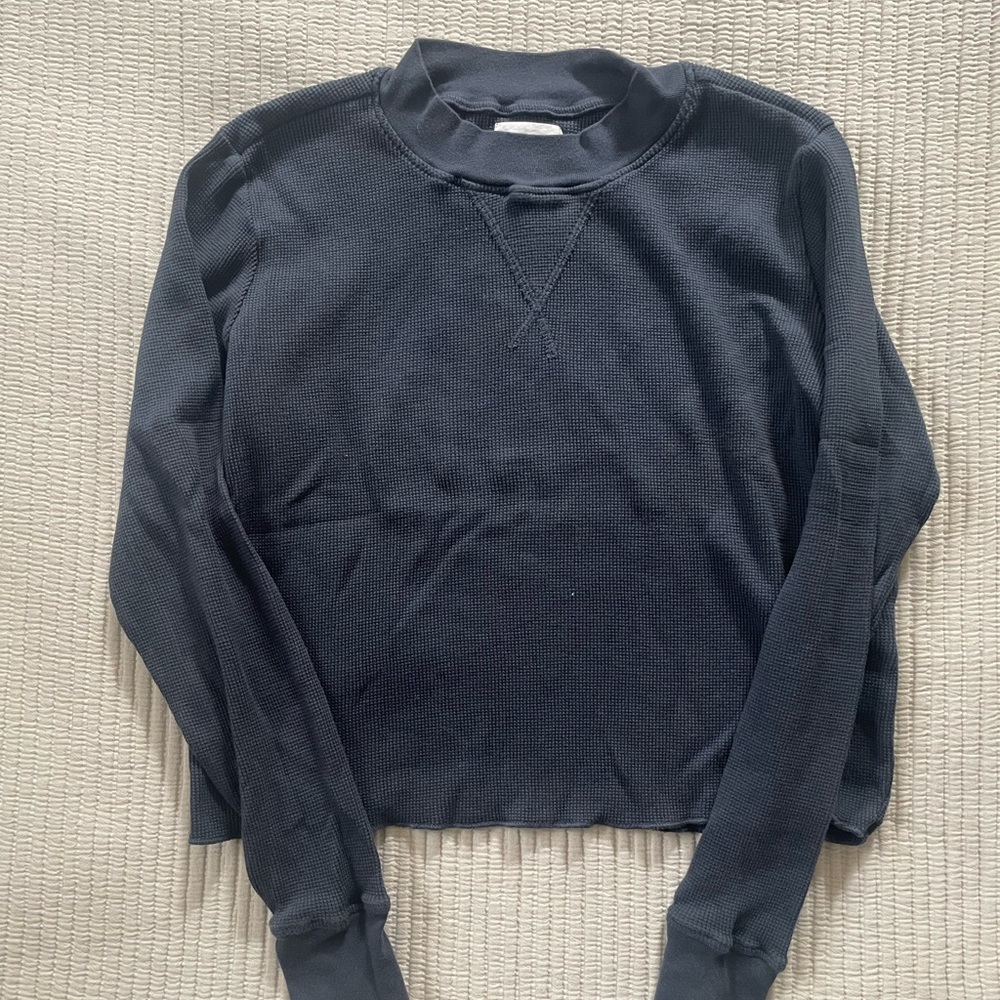 MATE the Label Mockneck Cropped Waffle Long Sleeve Tee